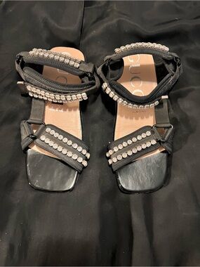 Gucci Black Crystal-Trim Strappy Sandals